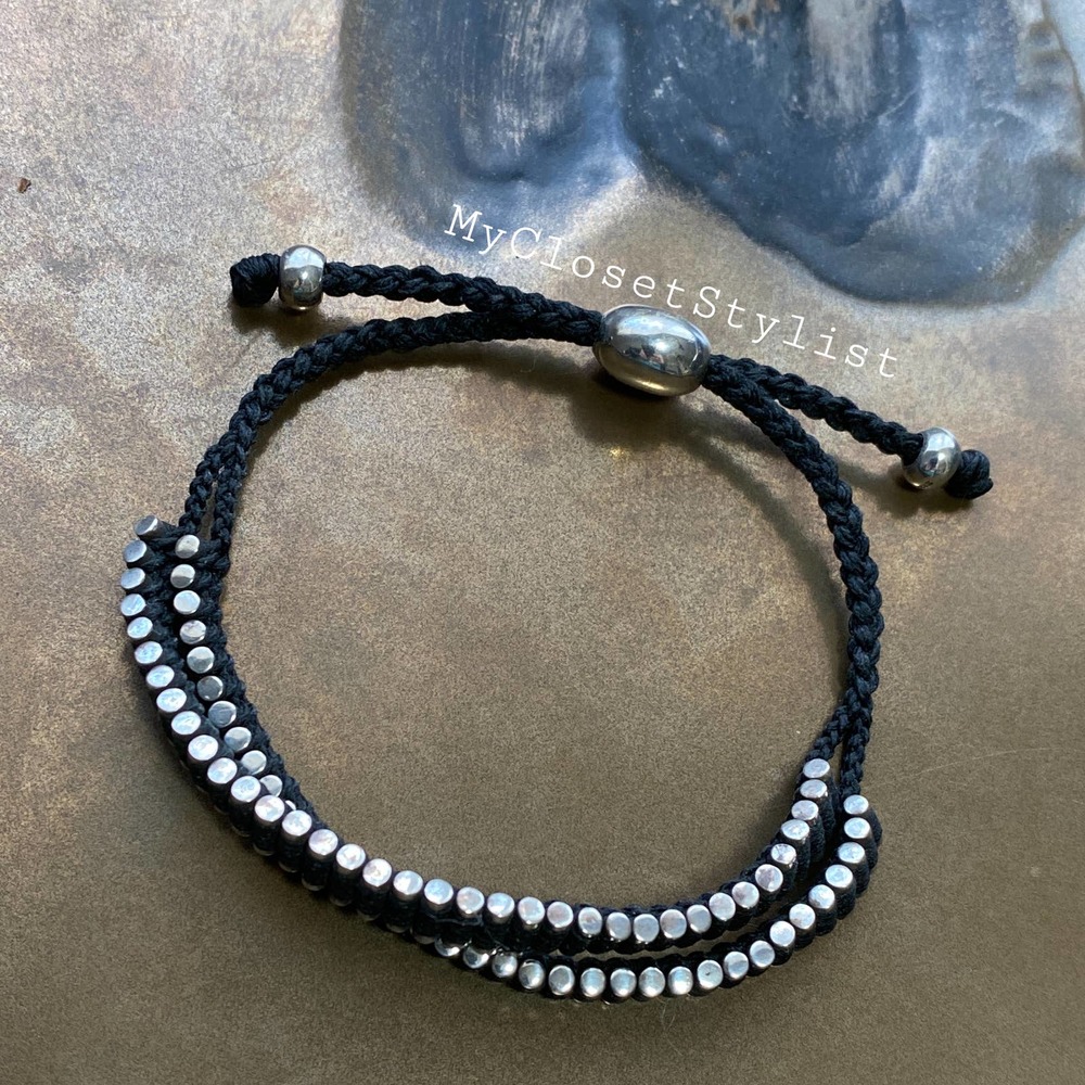 Sterling Silver Black Corded Twin Double Bracelet! NEW 925 Links of London - Picture 1 of 5